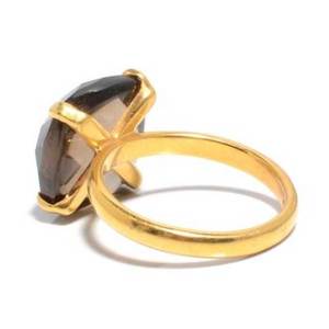 Nouvelle arrivée demoiselle d'honneur attrayant plaqué or topaze fumée Hydro anneaux plaqué or bague en argent pour bagues unisexes - Product Image 2