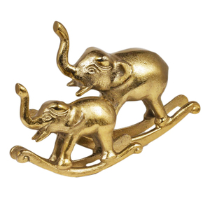 Modern Eco-Friendly <b>Elephants</b> Gold Plated Cast Aluminum Christmas Tabletop Sculpture Living Room Ornament - Product Image 1