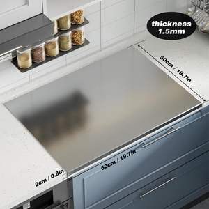 304 Stainless Steel Chopping Board with Lip for Kitchen Free <b>Rolling</b> <b>Pin</b> Non Slip Rust Proof Easy to Use Round Edge - Product Image 2