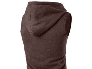 2024 nouveauté meilleure qualité hommes respirant 100% coton polaire sans manches fermeture éclair à capuche tenue décontracté pour l'hiver couleur unie - Product Image 5