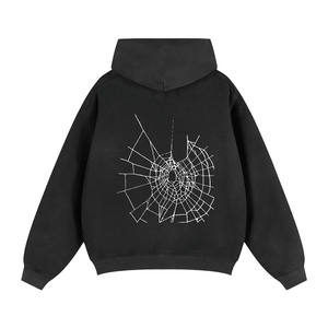 Sweat à capuche zippé délavé à l'acide pour hommes, style vintage, Streetwear en strass avec patch brodé personnalisé, service OEM disponible - Product Image 4