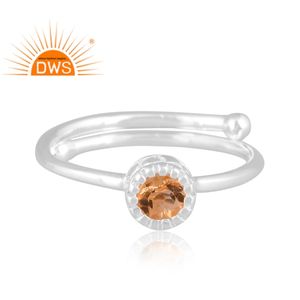 Newly Design Fine Sterling Silver Natural Citrine Gemstone <b>Adjustable</b> <b>Ring</b> Custom Jewelry For Women Gift For Her - Product Image 2