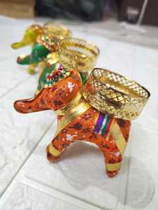 Rajasthani Decorative T Light Candle Holder With <b>Gota</b> Lace for Night Decoration,Table Centerpiece Decor,Birthday Party Decor - Product Image 6