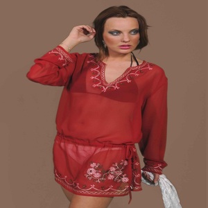 Caftán sólido de playa con cuello en V túnica bordada caftán diseñador bordado personalizado impreso o caftán sólido cubrir - Product Image 6