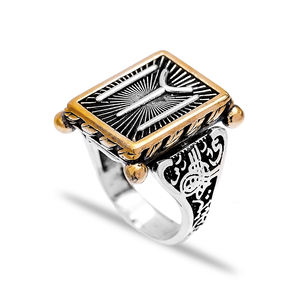 Tugra Signet Square Shape Ottoman Authentic <b>Ring</b> <b>Men</b> 925 <b>Ring</b> Turkish Wholesale Handmade 925 Sterling Silver <b>for</b> <b>Men</b> - Product Image 1