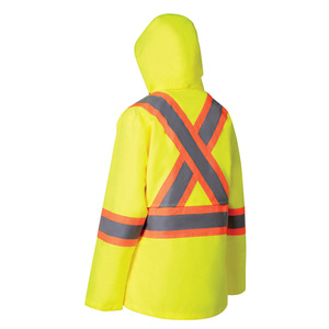Veste de pluie haute visibilité pour femme avec capuche rétractable Vêtements de sécurité réfléchissants pour temps humide - Product Image 2