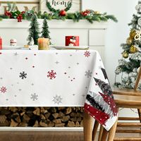 Nappe de Noël rectangulaire en pouces, arbres de Noël rouge noir lavable couverture de table saisonnière pour décor de dîner de pique-nique de fête