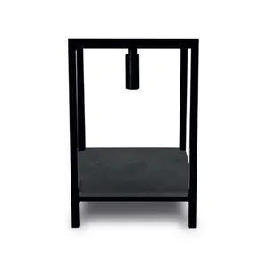 Made in Italy bathroom furniture black metal support for outdoor sinks with anthracite concrete shelf cm 44x74,5h