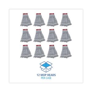 Têtes de balai serpillère Boardwalk 12/carton, larges, en rayonne/polyester, blanches/bleues, qualité supérieure pour sols - Product Image 3