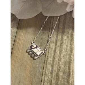 Collar de barra de plata de ley y piedra de caballo salvaje hecho a mano del Suroeste - Product Image 3