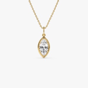 Pendentif Charme Exquis Fait Main en Diamant de Laboratoire de Forme Ovale Ouest-Œst 1,00 Ct E-F VS Or 14K, Cadeau d'Anniversaire de Mariage - Product Image 2