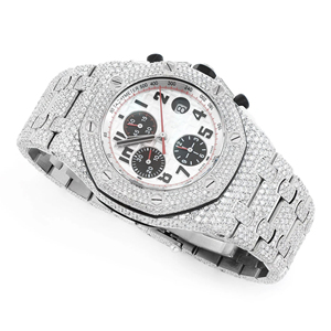 Moissanite Diamond Quartz <b>Watch</b> with Calendar Function Stainless Steel Band Coated Glass Dial ETA Movement Luxury Design - Product Image 1