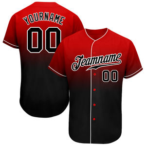 Camiseta de Béisbol de Diseño Auténtico con Logotipo Personalizado de Alta Calidad, Color Rojo y Negro Degradado, Transpirable y que Absorbe la Humedad - Product Image 5