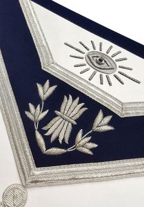 Delantal Masónico UAA Past Master Blue Lodge, Cuero Duradero, Forma Cuadrada, con Bordado a Mano de Hilos Plateados - Product Image 3