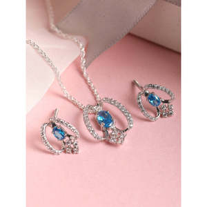 Ensemble de boucles d'oreilles et chaîne avec pendentif Stella en argent sterling 925, bijoux fins pour femmes - Product Image 2