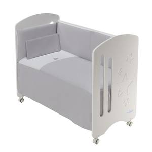 Ensemble de lit bébé moderne ASTRID 3 pièces 60x120 gris - 100% coton tissé motif uni Couette + Pare-chocs + Oreiller Style MOD - Product Image 1