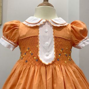 Mignon citron jaune smocké filles robe-personnalisé brodé A-ligne princesse robe-OEM-ODM - SM12062023 - Product Image 1