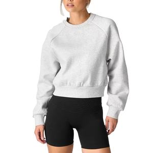 Top Notch OEM Logotipo personalizado Algodón de gran tamaño Cuello redondo Hombro caído Peso pesado Sudadera de gran tamaño para mujer - Product Image 2