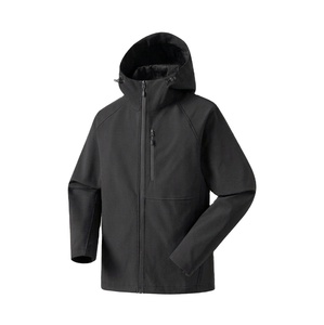 Veste d'hiver softshell pour homme, vente directe d'usine, à capuche, col montant, couleur unie, haute qualité, logo frontal, prix de gros - Product Image 1