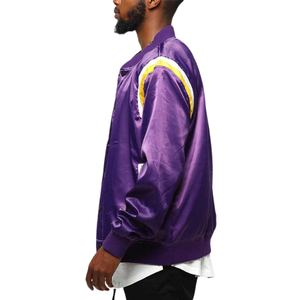 Vestes d'université en satin personnalisées OEM pour hommes Streetwear Style baseball Sweatshirt Grande taille Hip Hop College Bomber Coat - Product Image 5