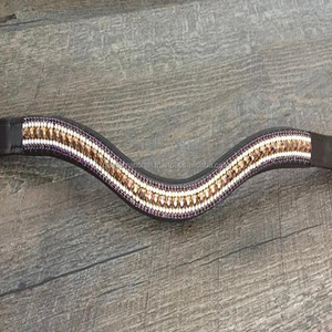 Banda de cuero para cejas de caballo, impresionante totalmente personalizada, mega ostentoso, cadena de cristal, en forma curva, todos los tamaños disponibles - Product Image 6