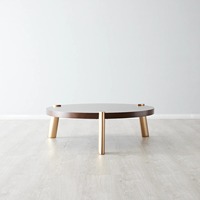 Élégante Table Basse en Bois avec Plateau en Travertin, Design Compact, Pièce Maîtresse pour Salon, Décoration Bohème Moderne et Rustique, Haute Qualité