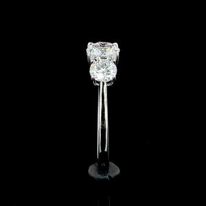 1.40 Cts 14K White Gold Round Shape Three <b>Stone</b> Engagement Ring Luxury Handcrafted Bridal Diamond Jewelry - Product Image 4