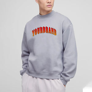 เสื้อสเวตเตอร์ของผู้ชายผ้าคอตตอน100% 2025โอเวอร์ไซส์ระบายอากาศได้ดีปรับแต่งได้เสื้อสเวตเชิ้ตสำหรับผู้ชายสวมใส่สบายเปิดไหล่ตก - Product Image 4