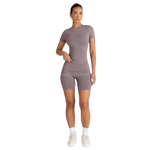 Trendy 2-Piece Waterproof Workout <b>Sets</b> for Women Front Logo Seamless Yoga Outfits <b>Sizes</b> XS to XL for Gym & Summer <b>Lounging</b> - Product Image 3