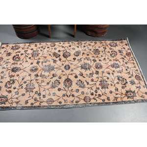 Alfombra clásica Beige Floral Vintage turca de área grande 3,5X6,8 pies respaldo de látex de lana abstracto para adolescentes diseño de pasillo rectangular - Product Image 3