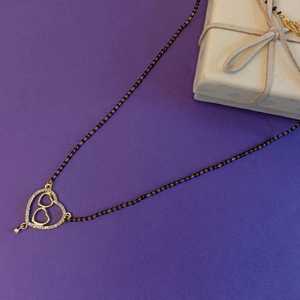 Indian Ethnic Jewellery CZ <b>Crystal</b> Heart Wedding <b>Pendant</b> With Beaded Mangalsutra Indian Wholesaler Jewelry Set for Women - Product Image 2