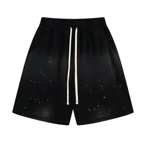 Pantalones cortos de algodón pesado para hombre personalizados 100% algodón sólido crudo dobladillo rasgado Streetwear cordón Cargo Joggers verano - Product Image 3