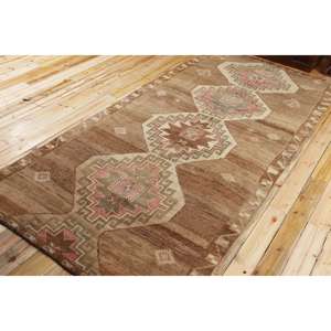 Alfombra Turca Vintage Grande de 5,8x11,8 pies, Alfombra de Lana con Parches Marrones y Rosas - Product Image 2