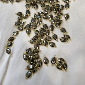 8x12 мм Пирит Драгоценный Камень Груша Граненый золотой ободок разъем для изготовления ювелирных изделий по оптовой заводской цене от производителя онлайн