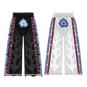 กางเกงวอร์มทรงตรงขาบานเอวคู่ประดับคริสตัลแบบย้อมสีเอซิดสำหรับผู้ชาย - Product Image 3