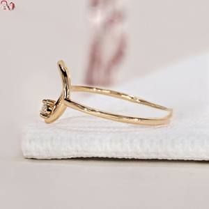 แหวนเพชรกลมแบบเรียบง่ายสีทอง14K สีทองพร้อมขายในห้องแล็บแบบเปิดมีง่ามตั้งค่าแต่งงานแหวนโซลิแทร์ - Product Image 3