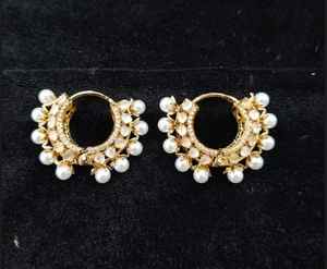 Pendientes de Nácar Multicolores con Kundan, Pendientes de Botón de Latón de Diseño Moderno, Juego de Pendientes Oxidados Plateados para Niñas - Product Image 2