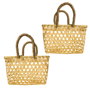 Cesta de Regalo de Bambú Resistente con Mimbre, Cestas de Regalo Elegantes de Fibra Natural, Tejidas, Más Vendidas - Product Image 1