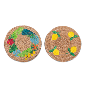 Nouveau design de dessous-de-plat en jacinthe d'eau avec broderie, dessous-de-plat en jacinthe d'eau durable pour la vaisselle - Product Image 5