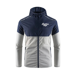 Venta al por mayor personalizado ligero transpirable Zip hombres chaqueta deportiva para correr impermeable lona rompevientos soporte informal al aire libre - Product Image 5