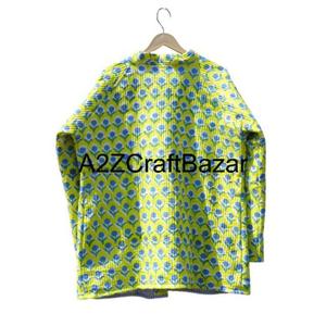 Veste en coton doux matelassée à col en V faite à la main de style bohème pour femmes, réversible, motif floral indien, patchwork, vêtements d'hiver - Product Image 6