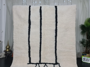 พรมขนสัตว์สีขาวและดำแบบแอบสแตรก8x10ฟุตพรมขนสัตว์สไตล์โมรอคโค่ขนาดใหญ่สำหรับตกแต่งบ้านและโรงแรม - Product Image 5