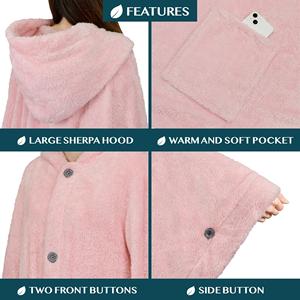 Factory direct <b>sherpa</b> fleece <b>hoodie</b> women oversized knitted blanket <b>hoodie</b> soft warm winter OEM bulk production - Product Image 3