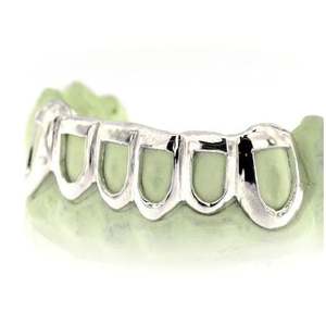 Grillz de fenêtre à visage ouvert fin sur mesure pour hommes et femmes blanc/or jaune et argent Options personnalisées - Product Image 1
