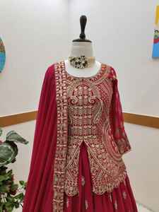 Fournisseur Indien Direct Traditionnel Faux Georgette Broderie Travail Lehenga Choli Dupatta Salwar Kameez Fêtes De Mariage Adultes - Product Image 5