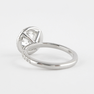 925 Silver Elegant and Luxurious White <b>Gold</b> Round Cut Moissanite Diamond Halo Engagement <b>Ring</b> - Product Image 1