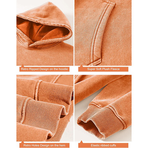 Ropa de calle para hombre y mujer, Sudadera con capucha lavada con ácido, estampado personalizado y bordado, diseño de hombro caído de algodón de alta calidad - Product Image 4