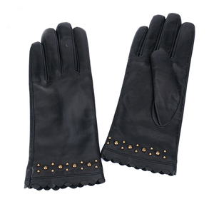 Gants d'hiver en cuir de mouton pour femmes Pakistan Gants de conduite en plein air chauds Strass Style Poignet Longueur Gants d'hiver unis - Product Image 2