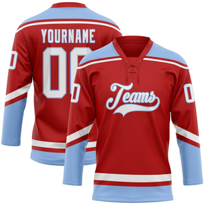 OEM ODM Maillot de hockey sur glace de haute qualité, matériel en polyester, vêtements de sport personnalisés par sublimation et broderie - Product Image 6