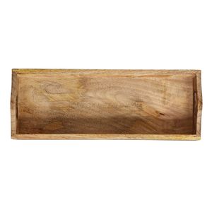 Bandeja de madera de mango única con acabado natural y forma rectangular, ideal para servir con estilo y decoración del hogar - Product Image 3